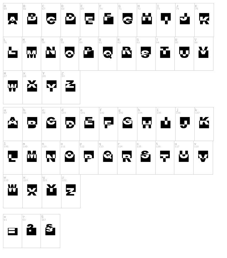 FE Black Box font map